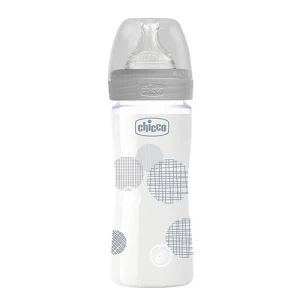 Chicco boca staklena silikonska siva 240ml